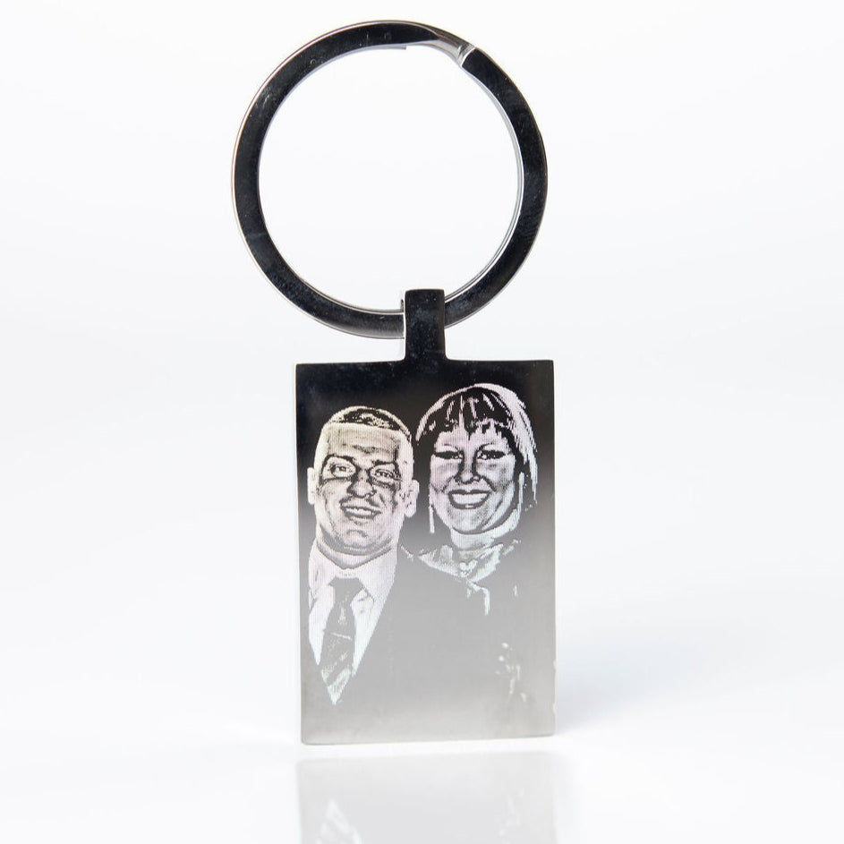 Premium rectangle photo engraved keyring