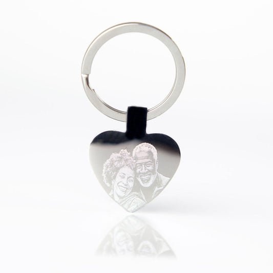 Premium heart photo engraved keyring