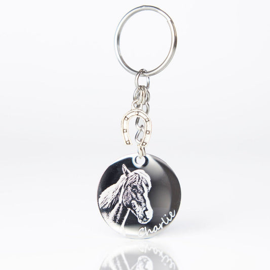 Horse photo engraved keyring