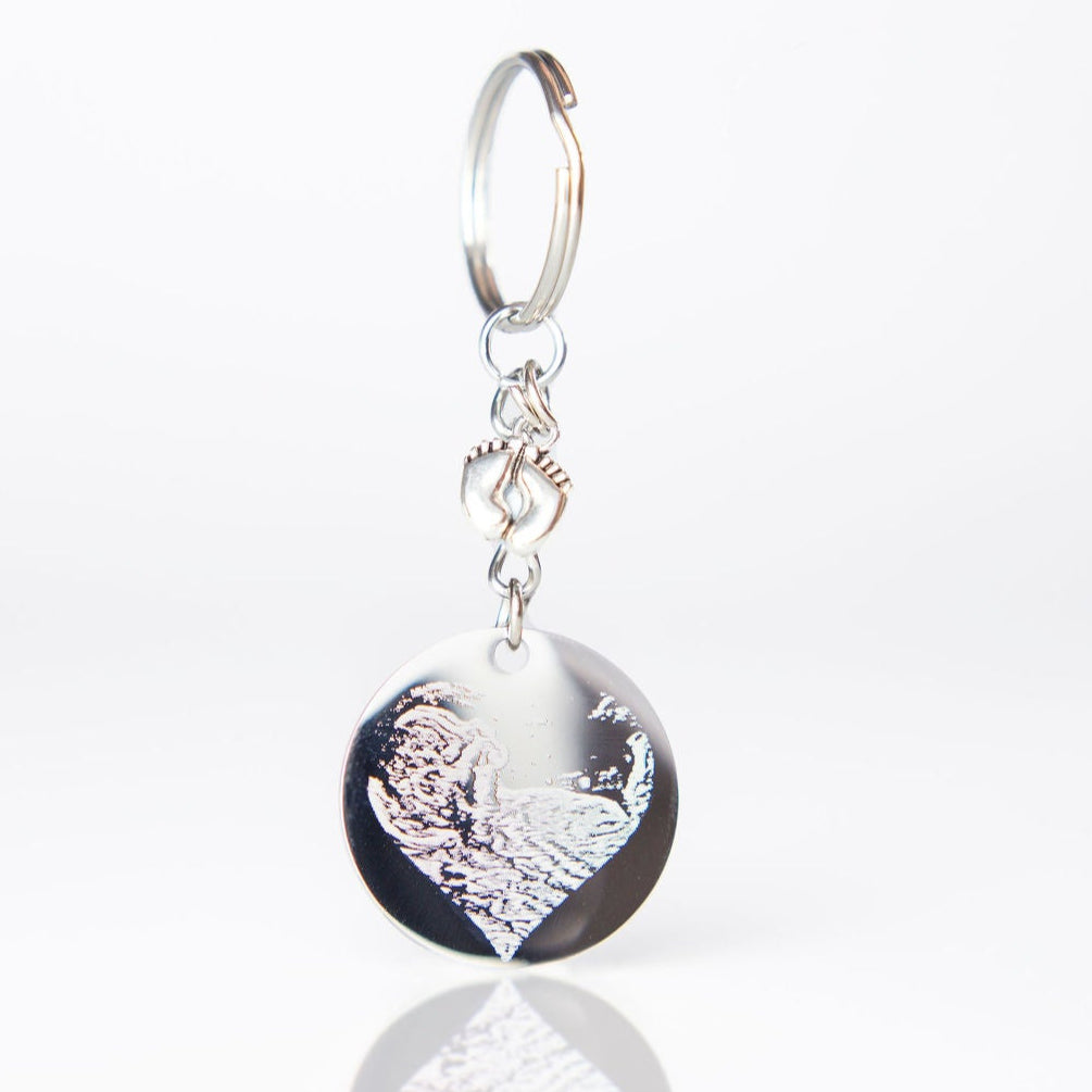 Baby scan photo engraved keyring