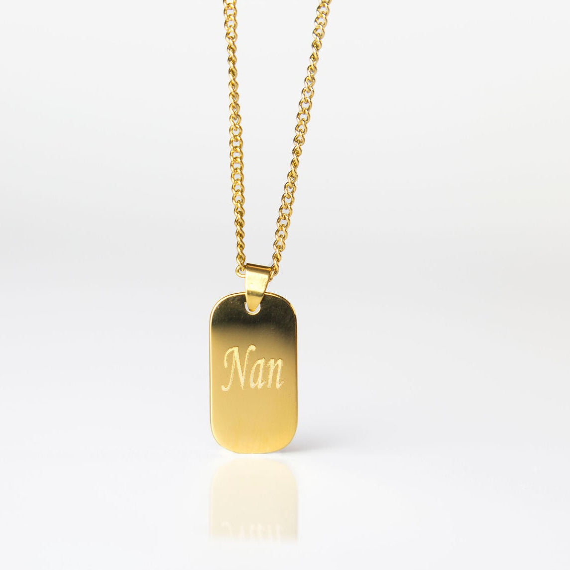 Gold mini dog id tag pendant necklace