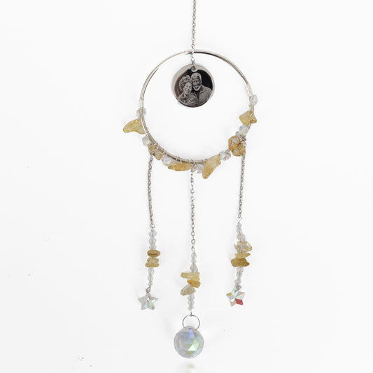 Citrine gemstone photo engraved sun catcher