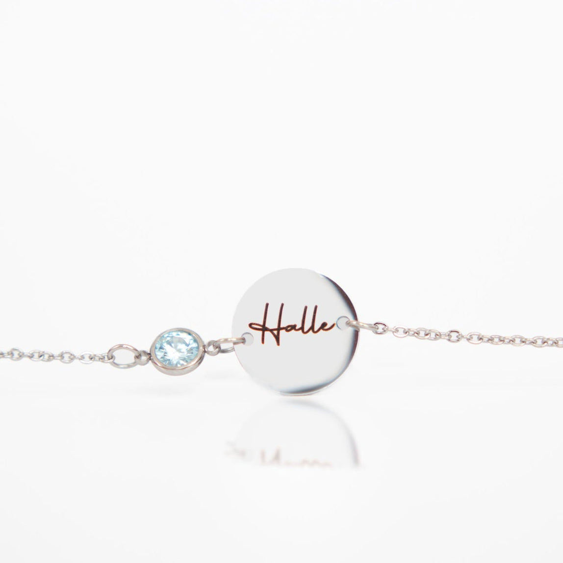 Silver initial birthstone bracelet