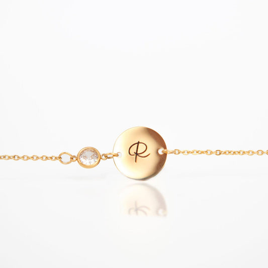 Gold initial birthstone bracelet