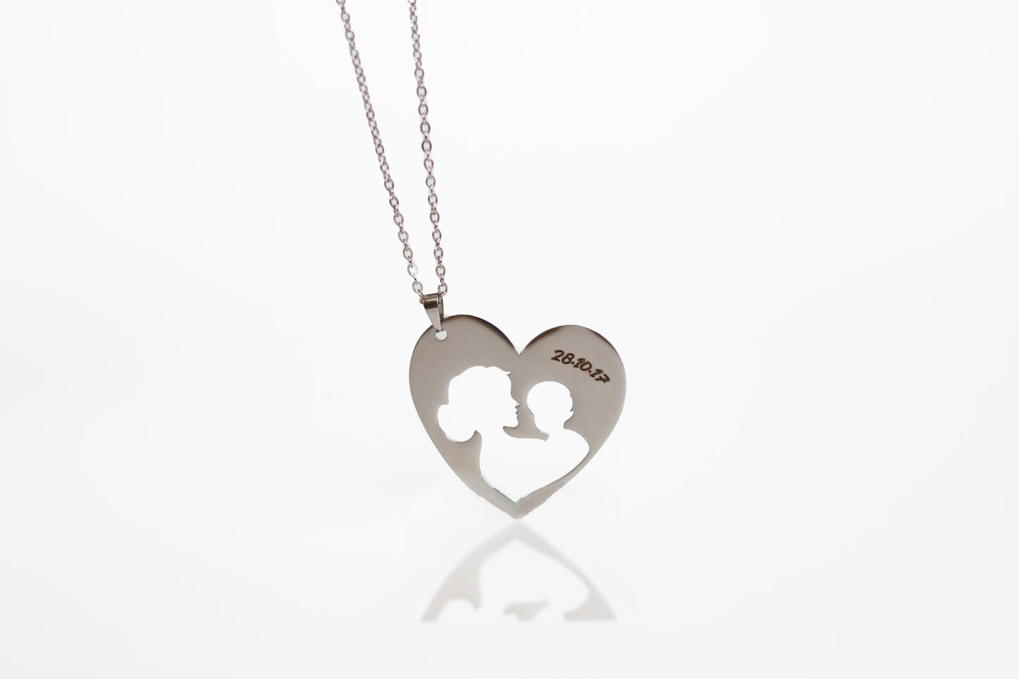 Mother and Daughter silver personalised necklace set
