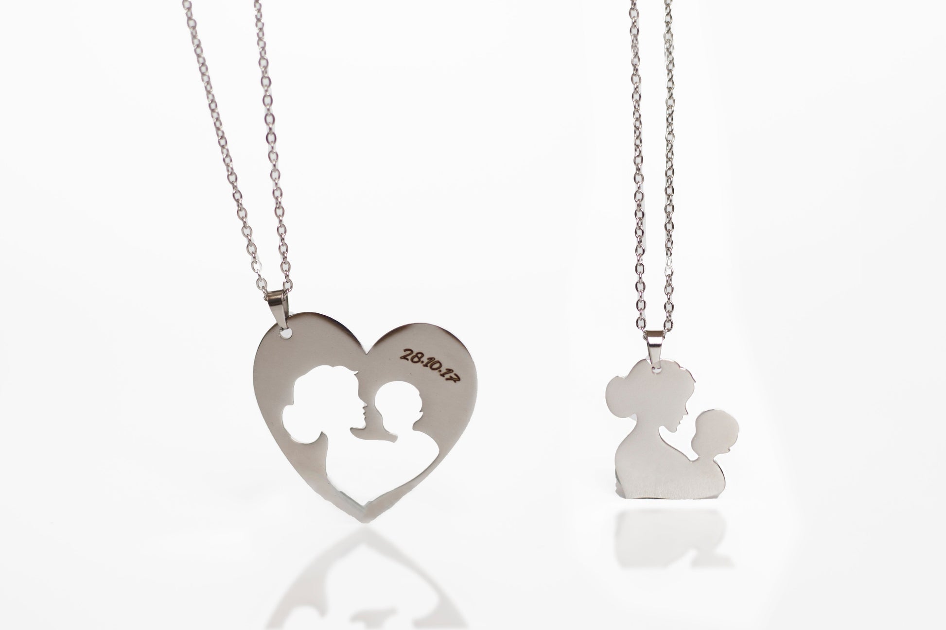 Mother and daughter personalised necklace set
