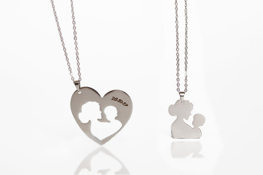 Mother and daughter personalised necklace set