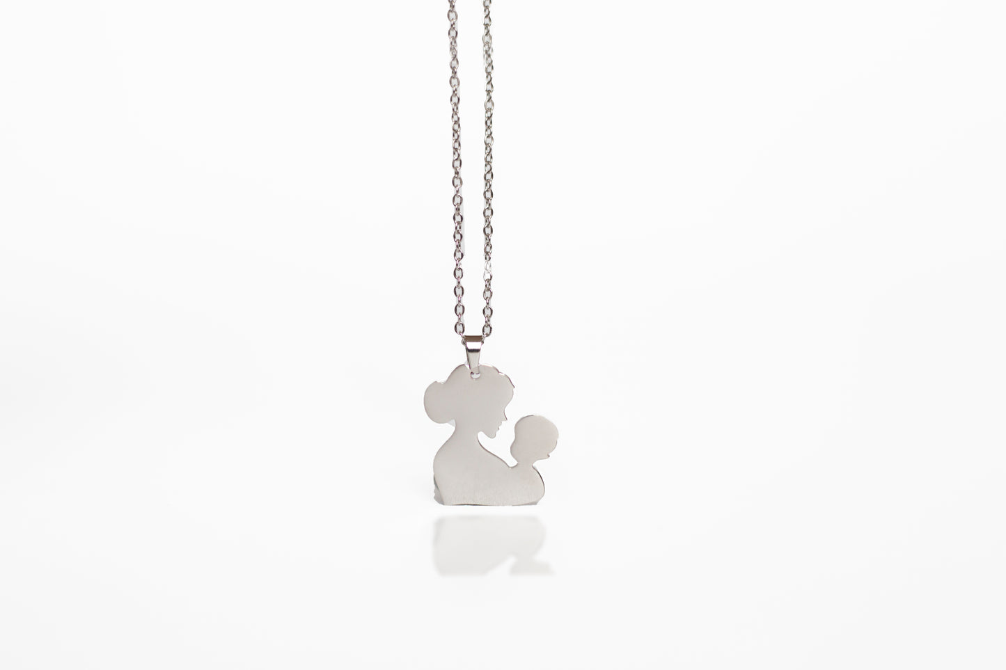 Mother and Daughter silver personalised necklace set