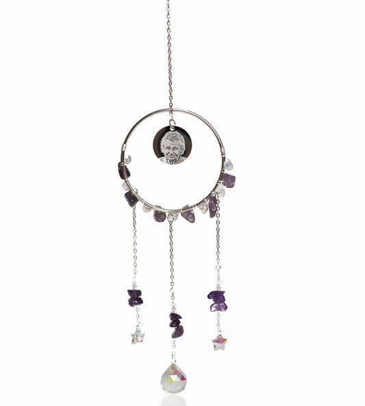 Amethyst gemstone photo engraved sun catcher
