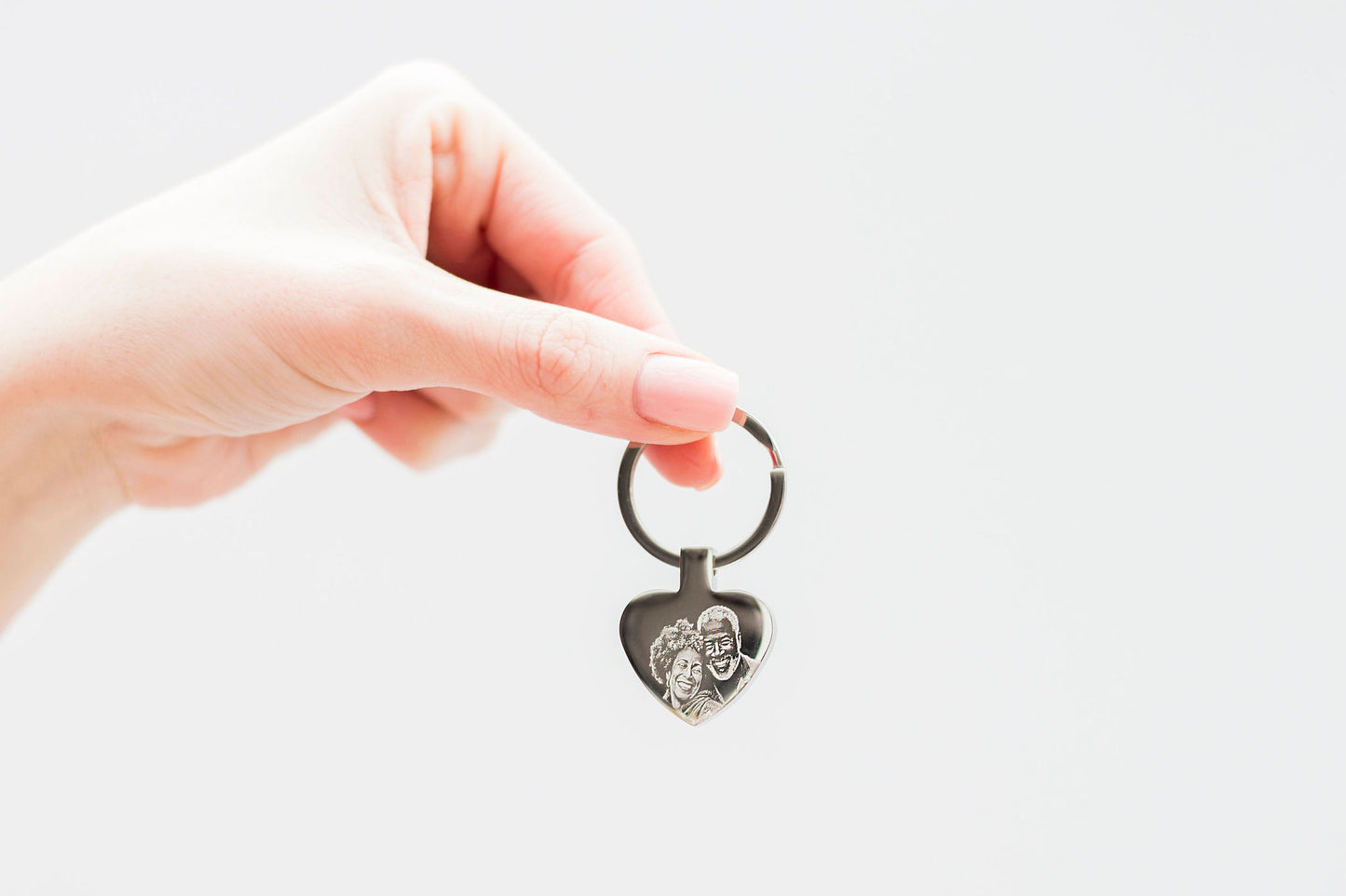 Premium heart photo engraved keyring