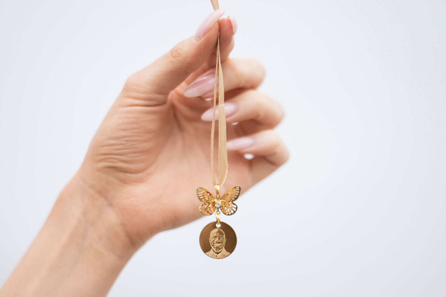 Butterfly bridal bouquet charm photo engraved