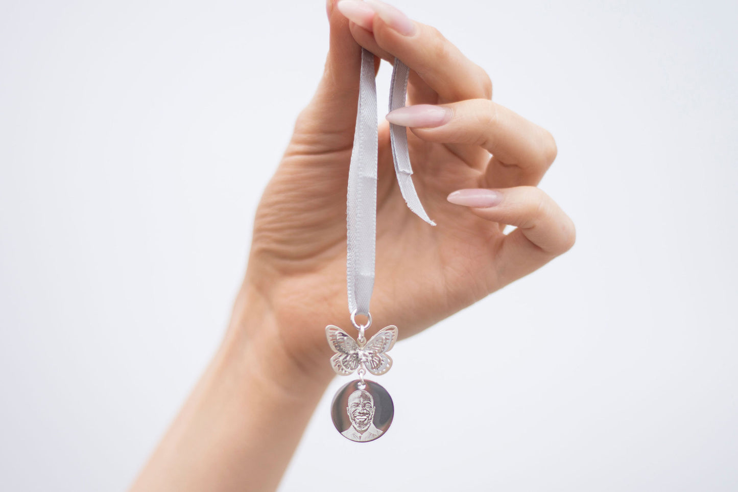 Butterfly bridal bouquet charm photo engraved