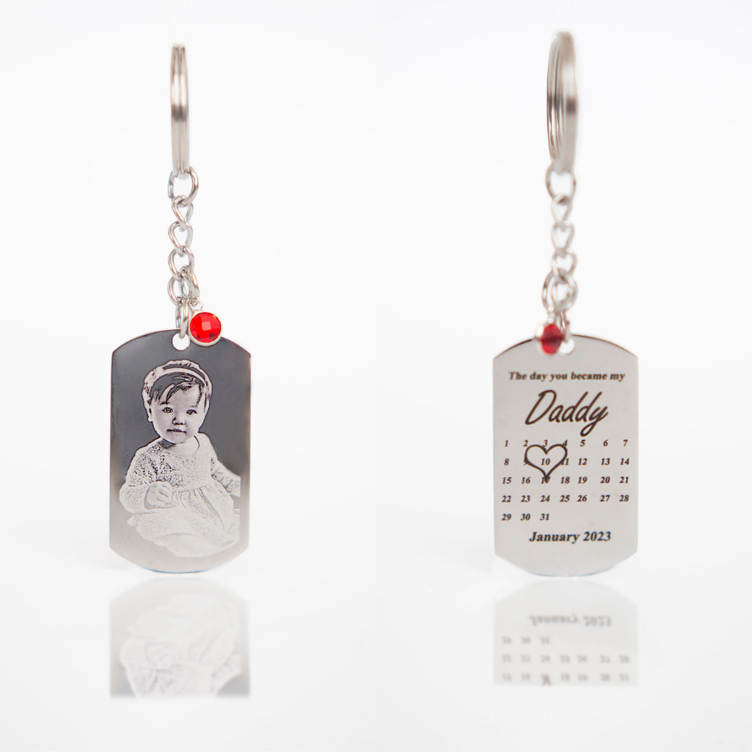 'The day you became my...' birthstone keyring