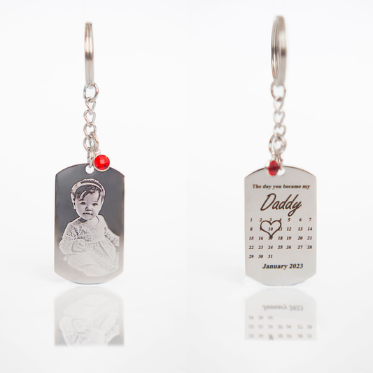 'The day you became my...' birthstone keyring