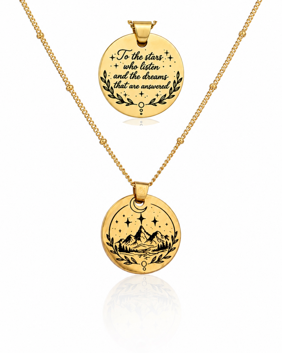 Gold night court engraved necklace | ACOTAR inspired | To the stars who listen...
