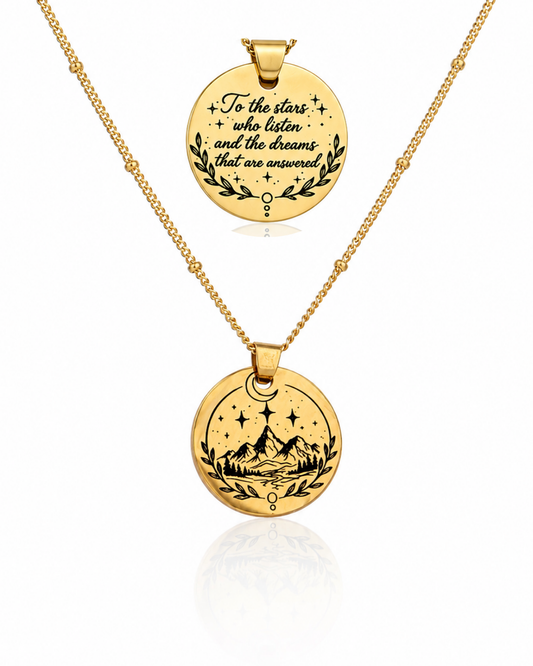Gold night court engraved necklace | ACOTAR inspired | To the stars who listen...