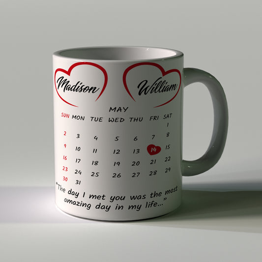 Valentine's Day Calendar Personalised Photo 11oz Mug