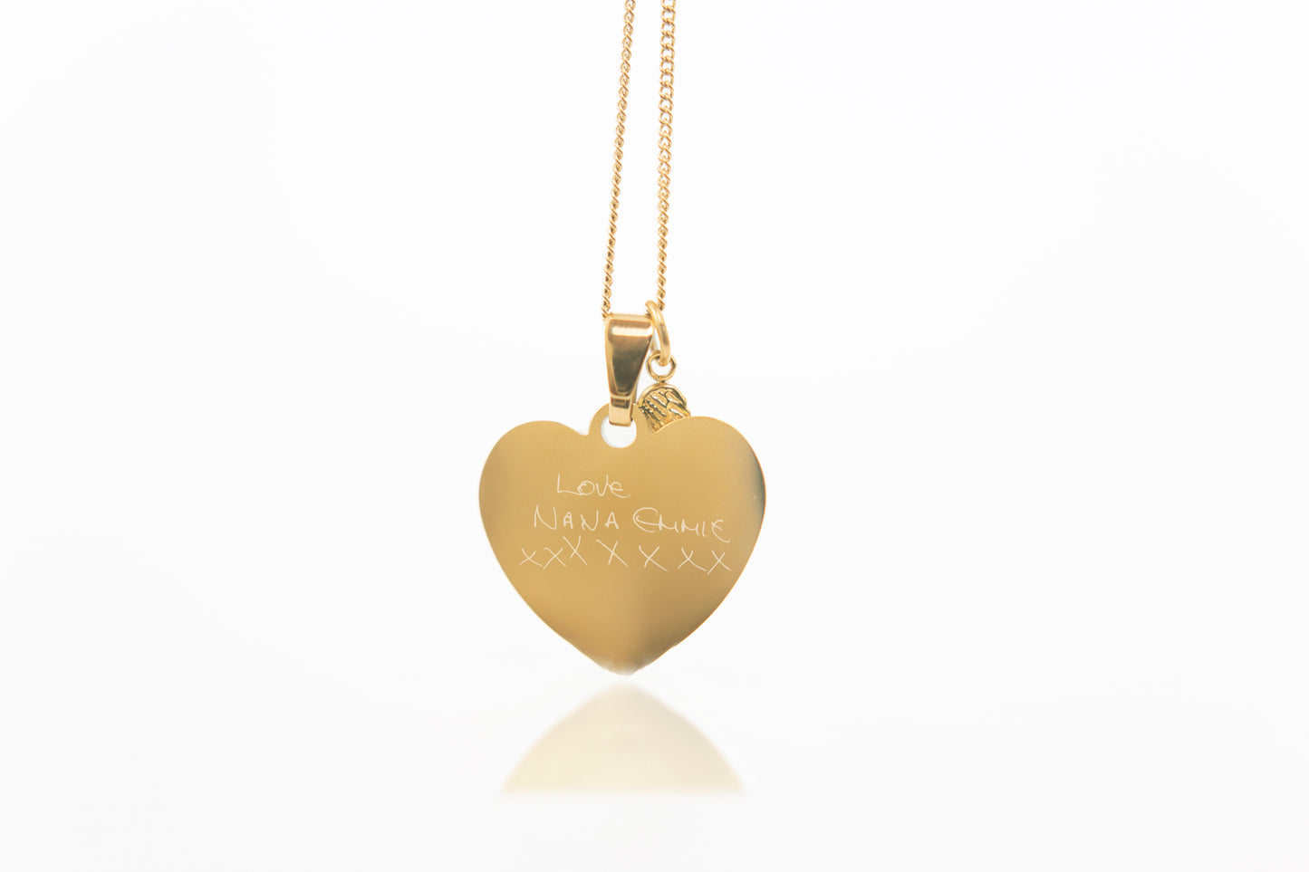 Gold angel wing classic heart pendant necklace photo engraved