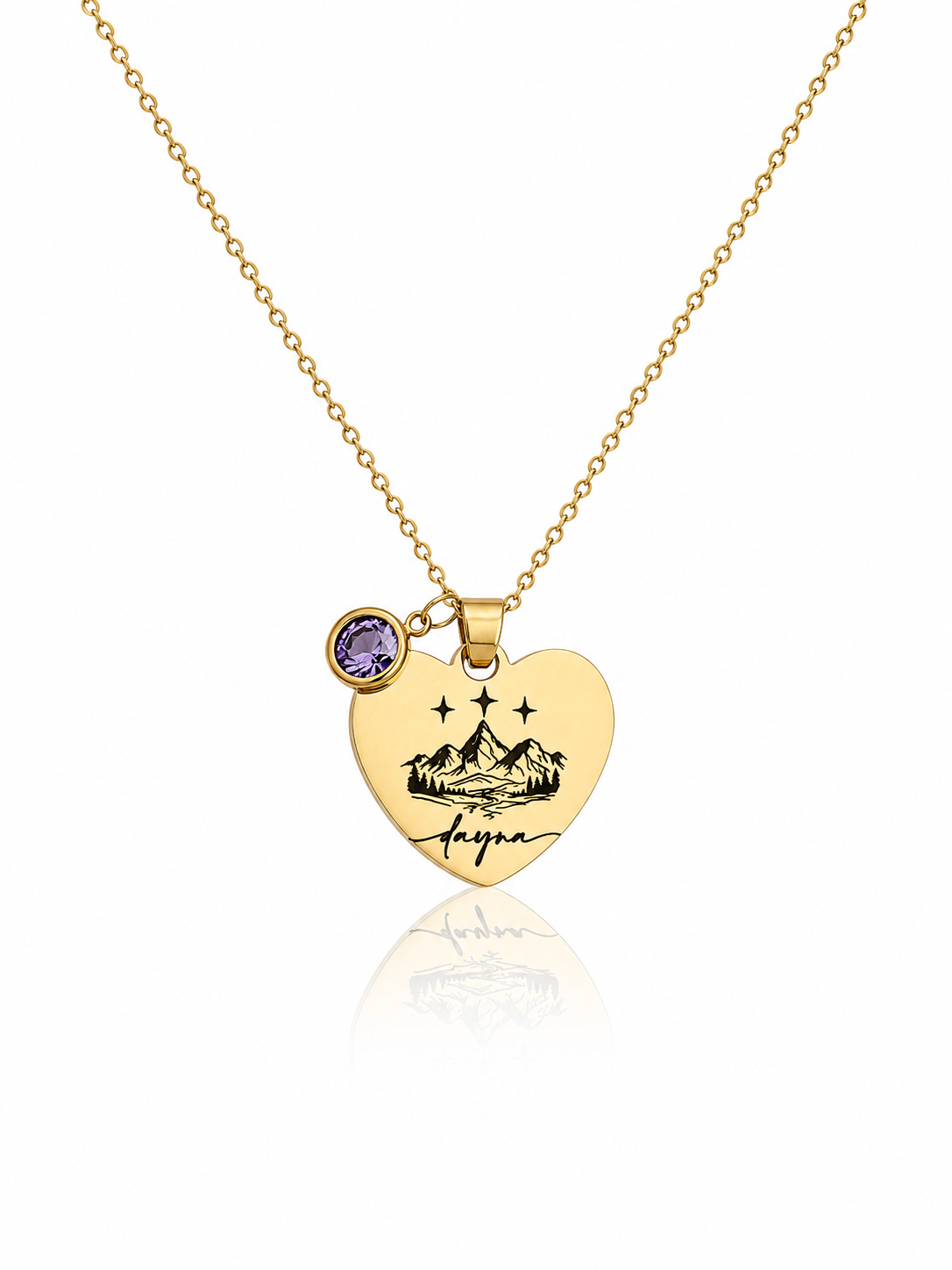 Gold Personalised Velaris Inspired Heart Necklace with Birthstone | ACOTAR Inspired Gift (Copy)