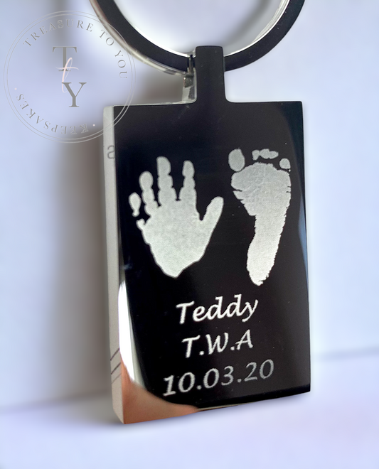 Rectangle hand & foot print keyring