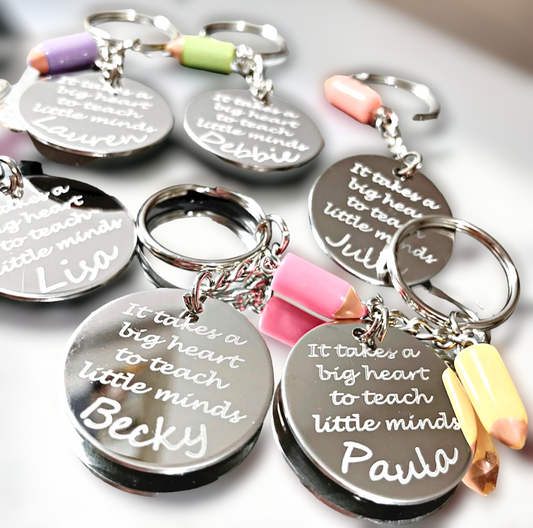 Thank you teacher personalised engraved keyring