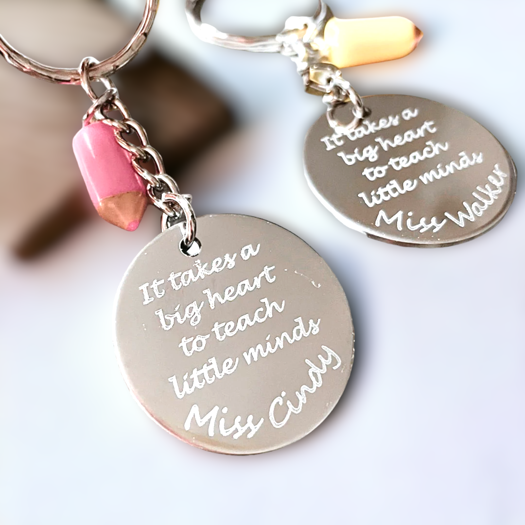 Thank you teacher personalised engraved keyring