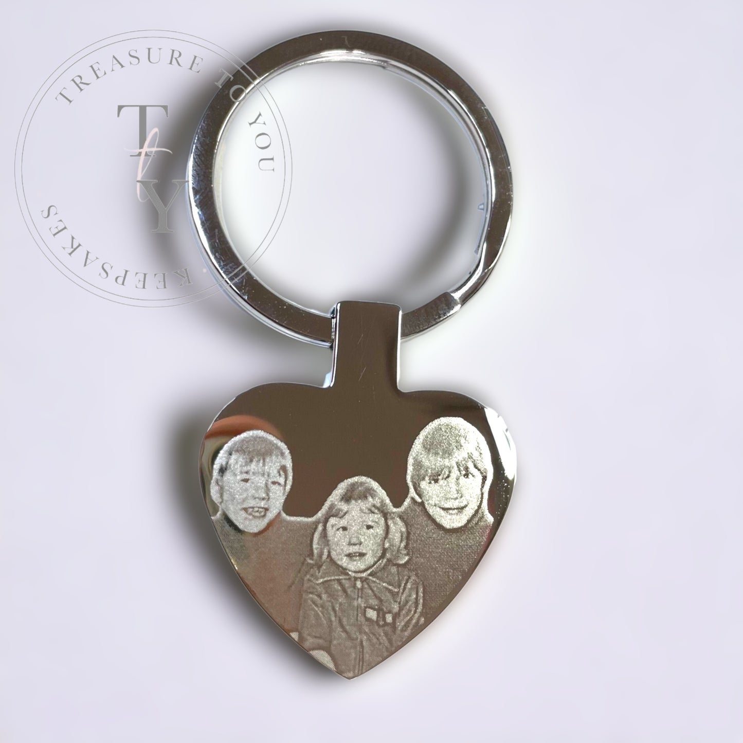 Premium heart photo engraved keyring