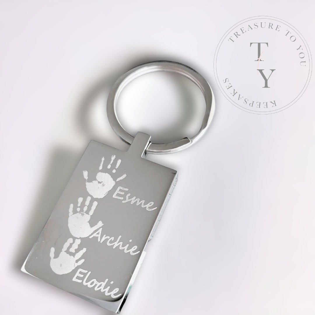 Sibling 2-6 handprints keyring