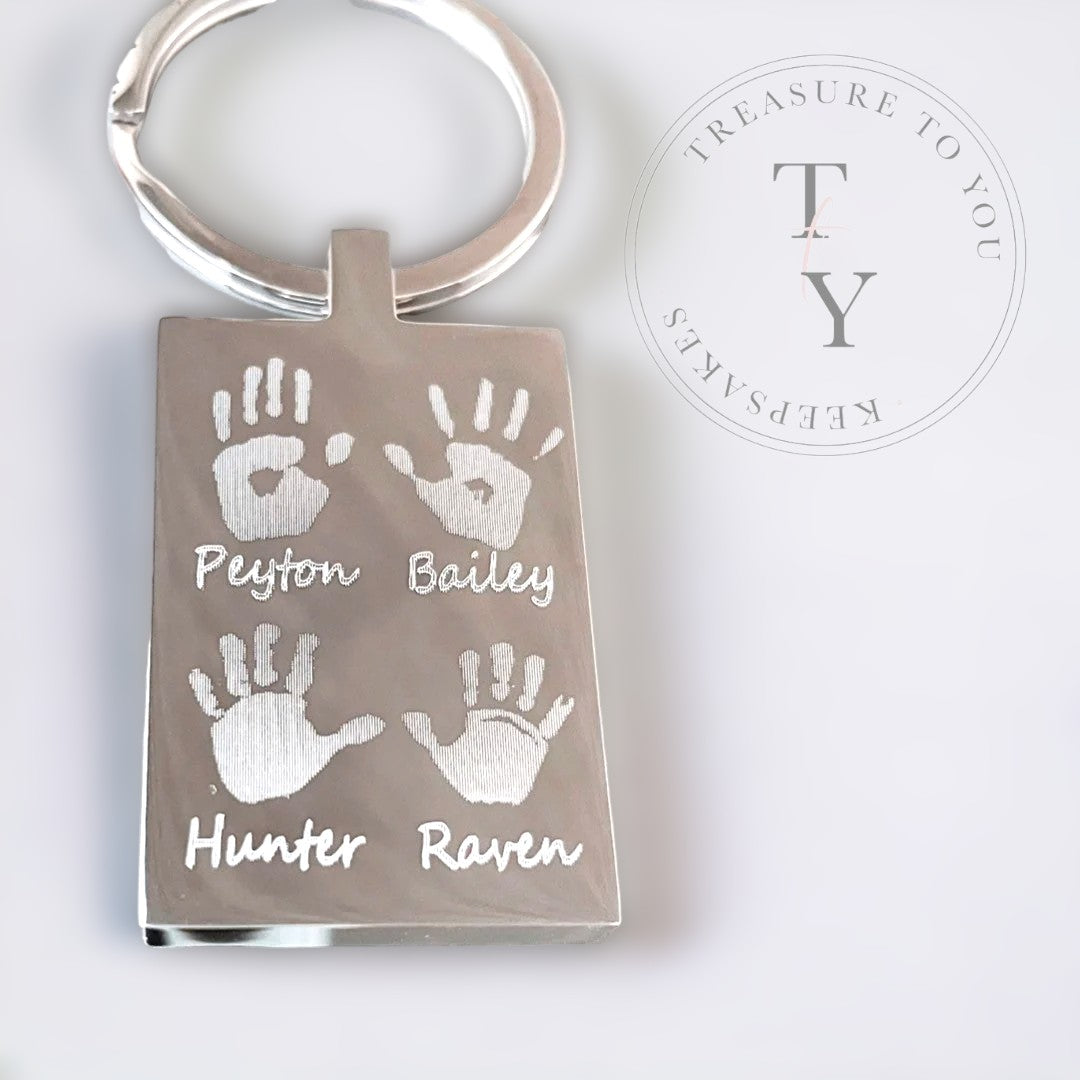 Sibling 2-6 handprints keyring