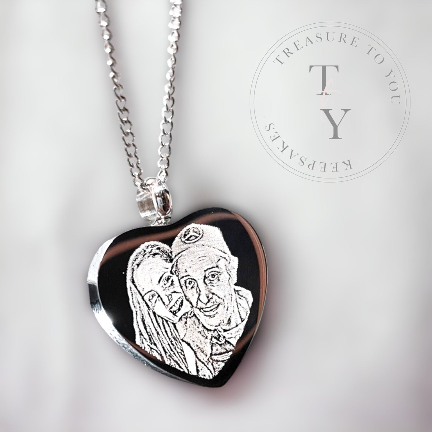 Heart urn pendant photo engraved necklace