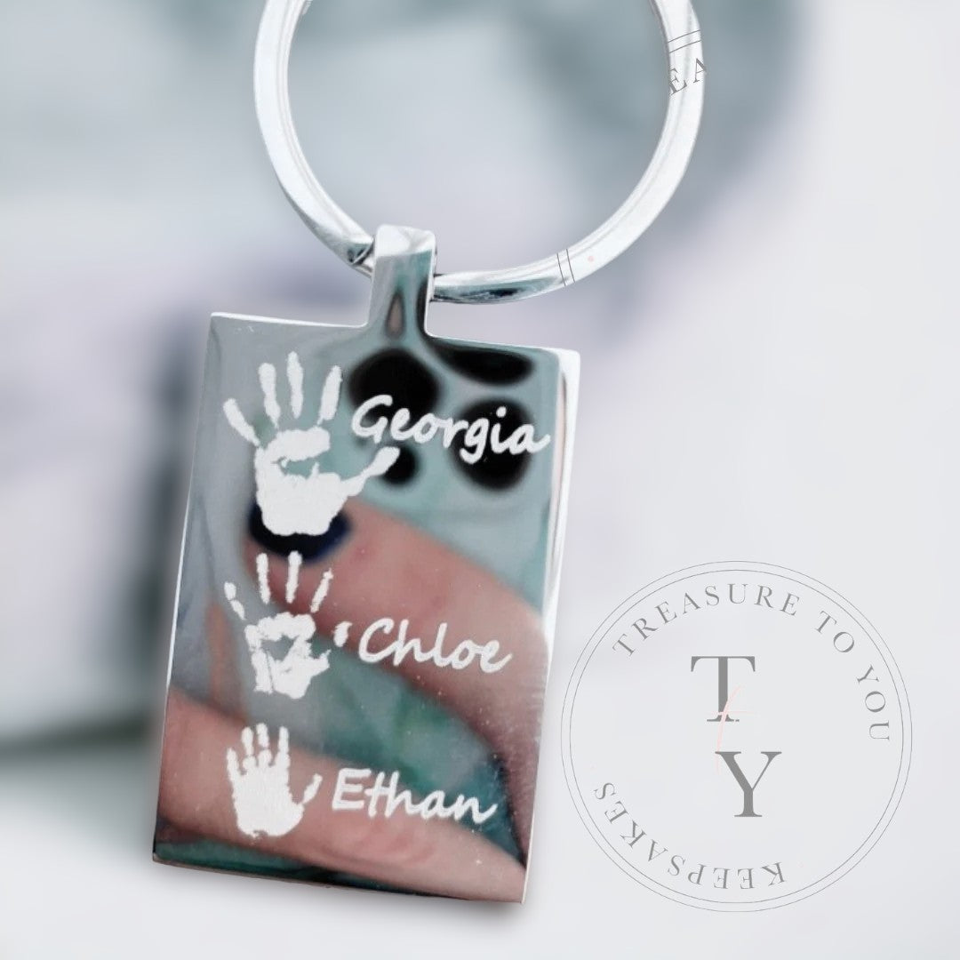 Sibling 2-6 handprints keyring