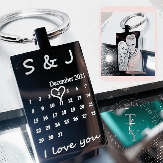 Photo engraved calendar keyring