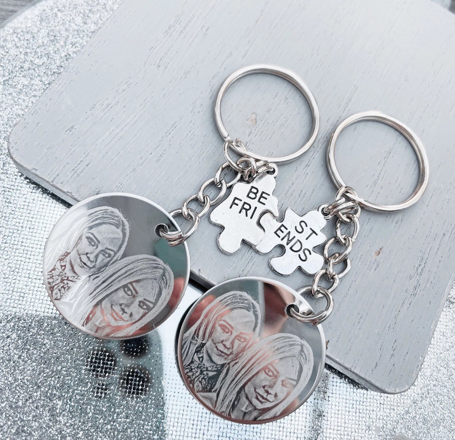Engraved matching best friend keyrings – Treasure to you