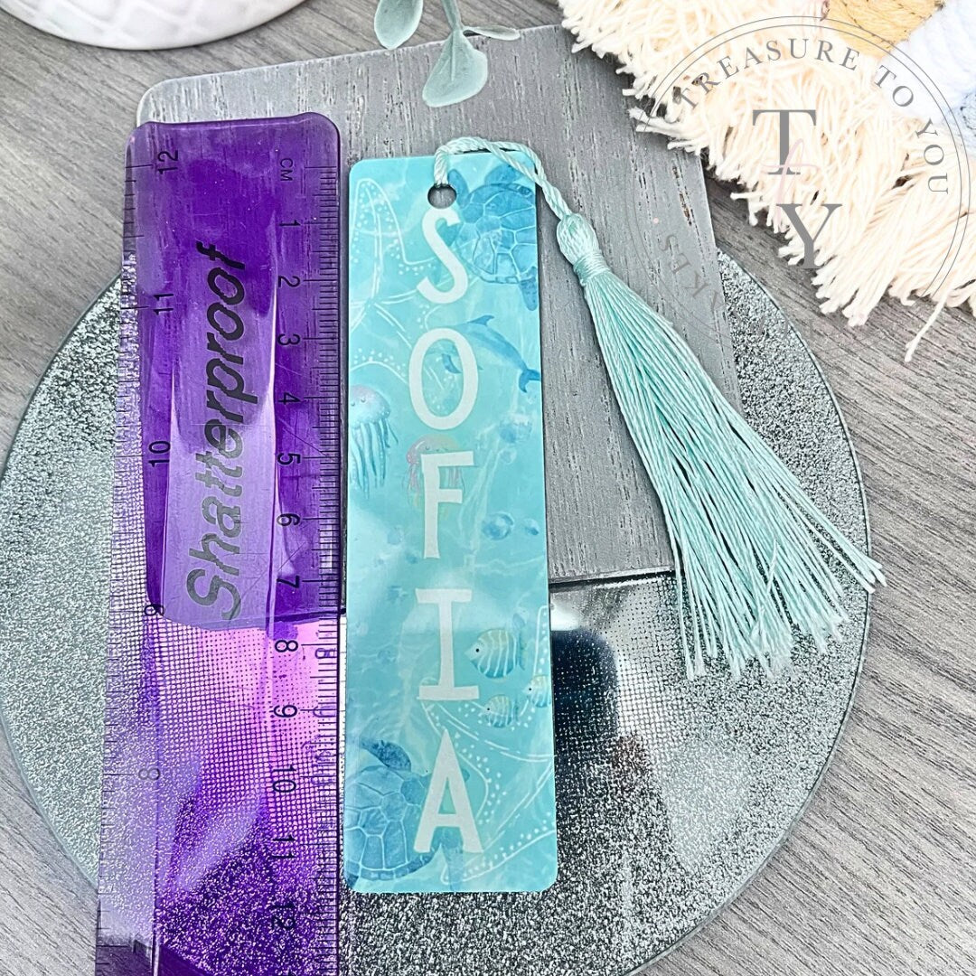 Under the water theme personalised bookmark