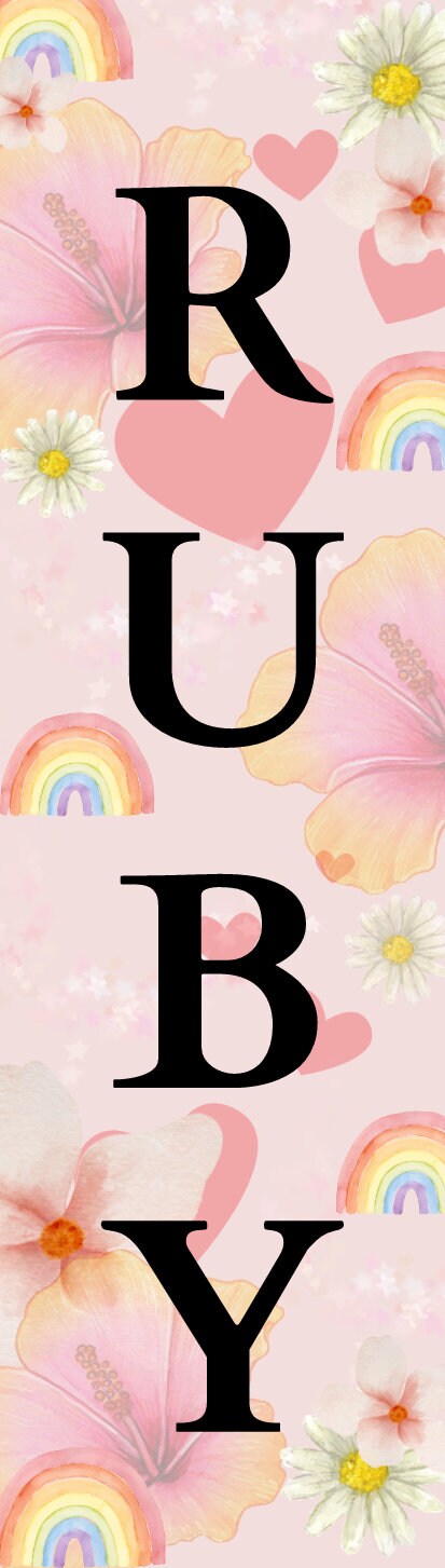 Flowers & rainbows personalised bookmark