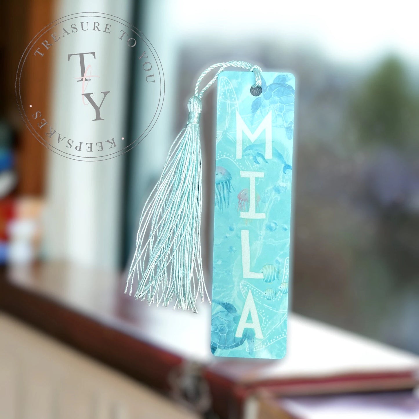 Under the water theme personalised bookmark