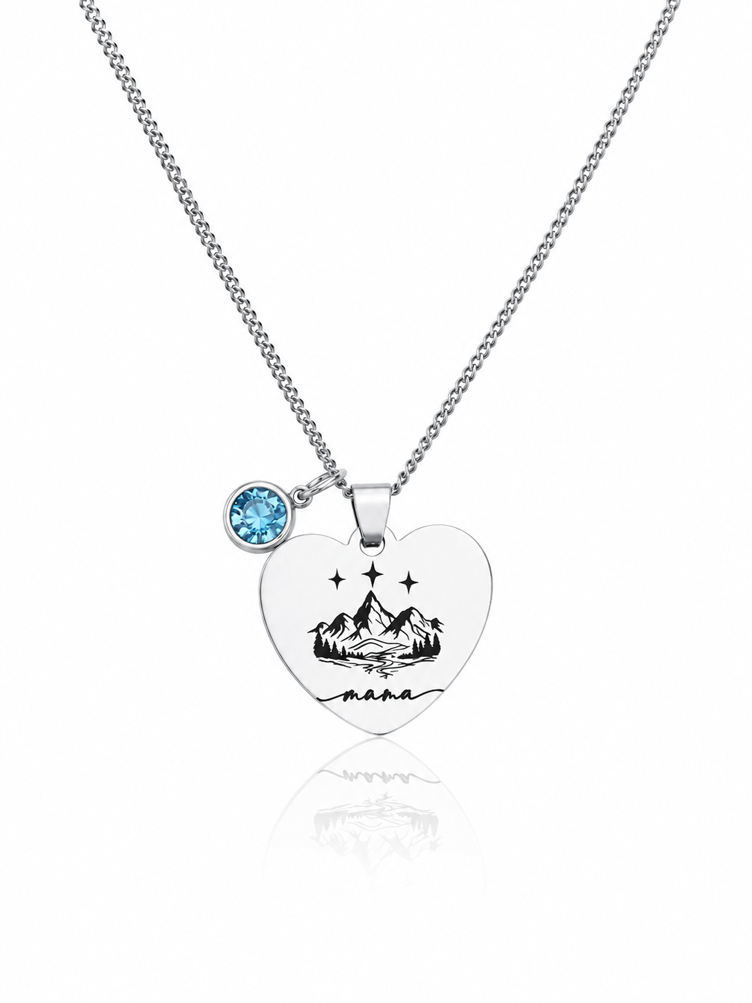 Silver Personalised Velaris Inspired Heart Necklace with Birthstone | ACOTAR Inspired Gift