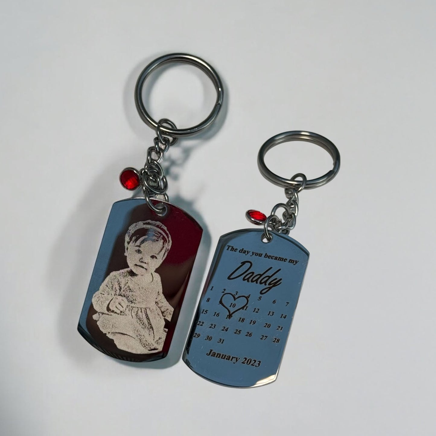 'The day you became my...' birthstone keyring